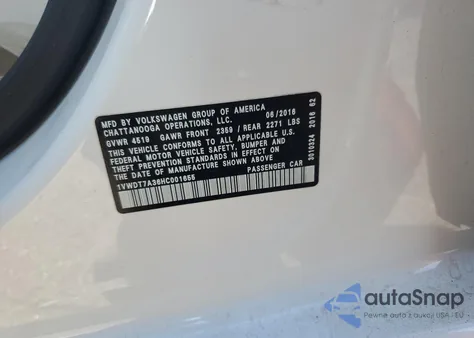 2017 Volkswagen Passat R-Line from USA, damaged, VIN 1VWDT7A36HC001655